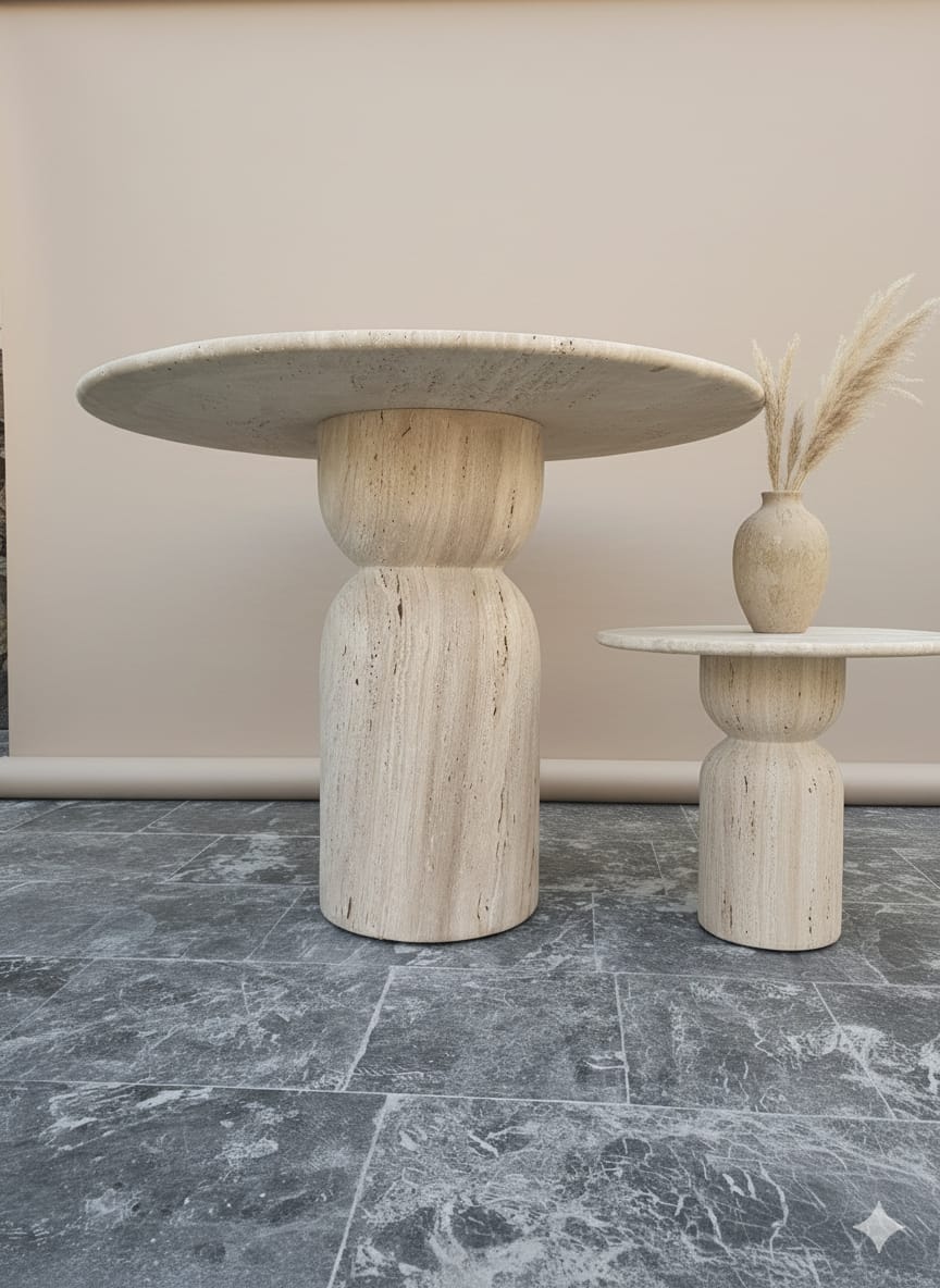 Table a mangé en Travertin