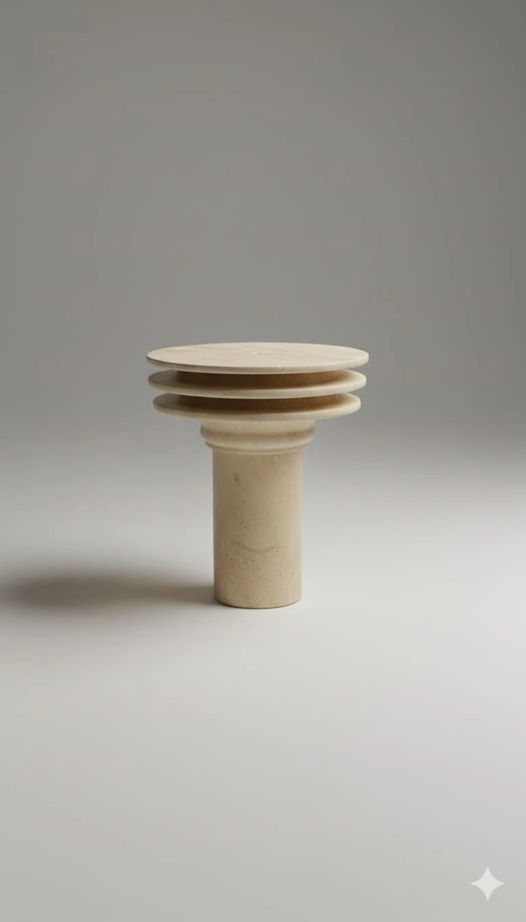 Table d’Appoint « Lyra » en Travertin Naturel