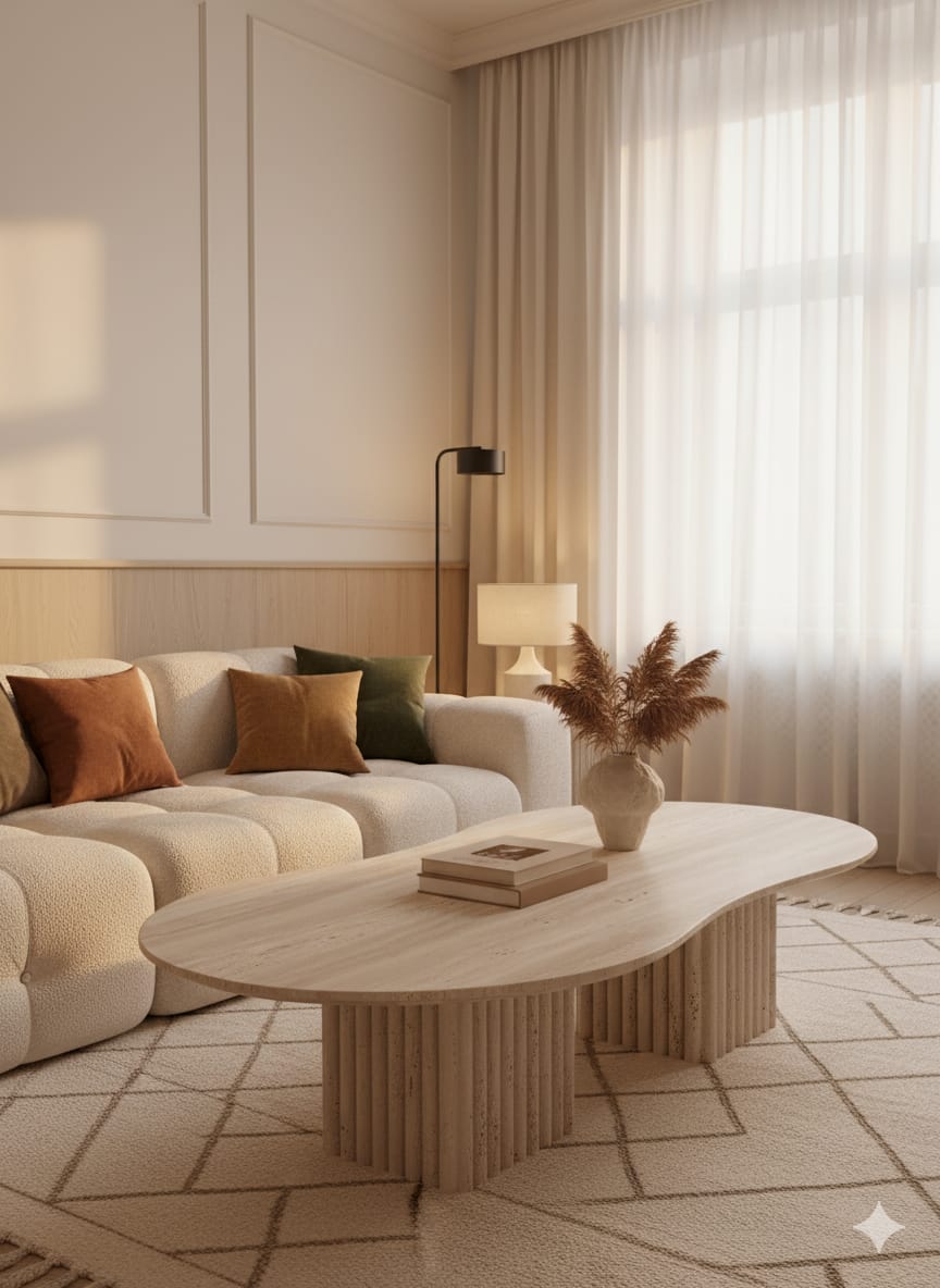 Table Basse Terra en Travertin Naturel