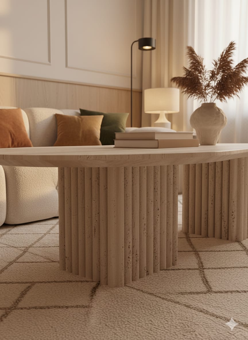 Table Basse Terra en Travertin Naturel