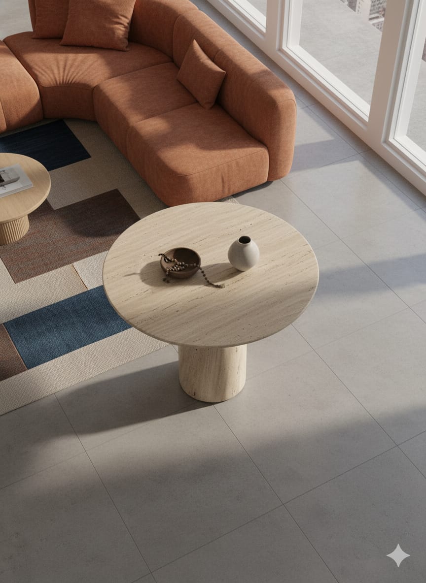 Table a mangé en Travertin