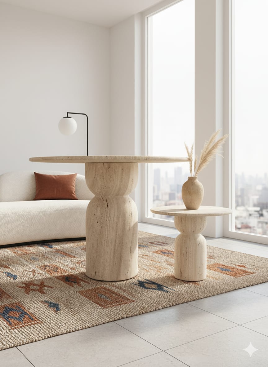 Table a mangé en Travertin