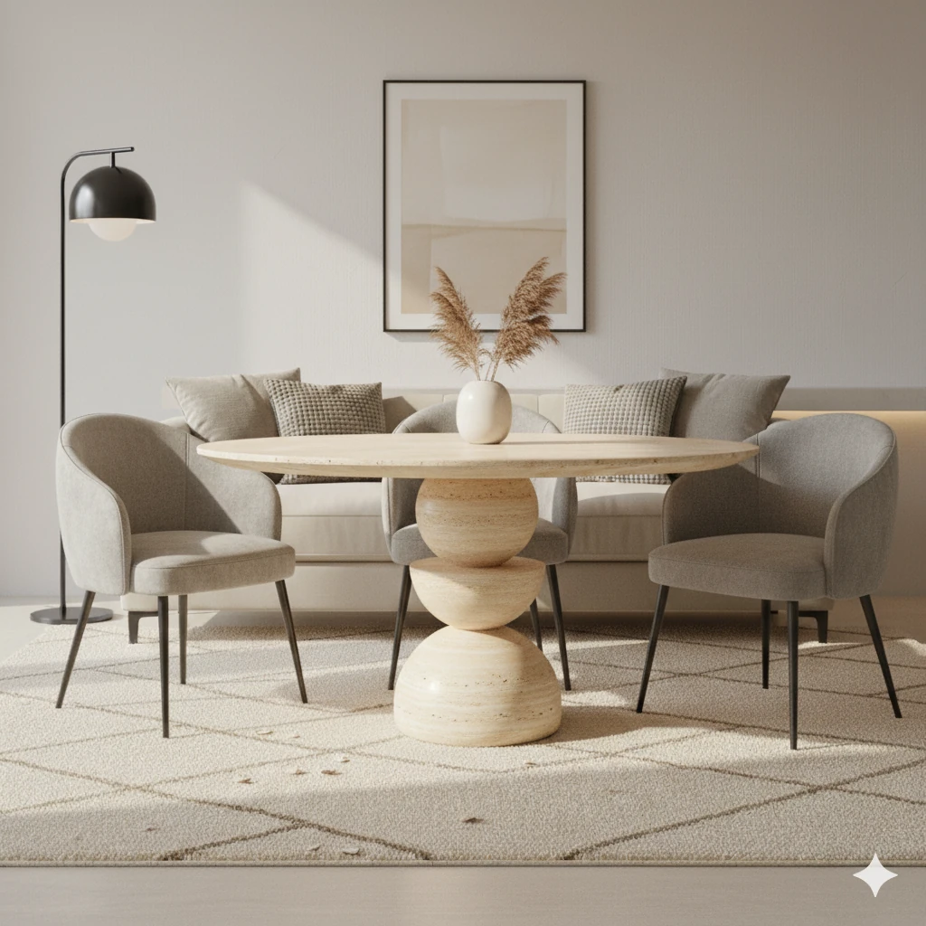 Table d’Appoint « Lunaris » en Marbre Calacatta Viola