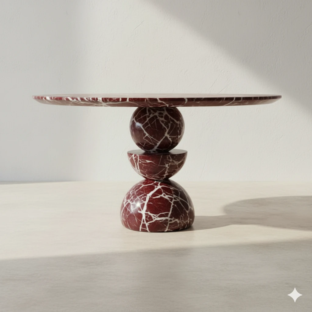 Table d’Appoint « Lunaris » en Marbre Calacatta Viola