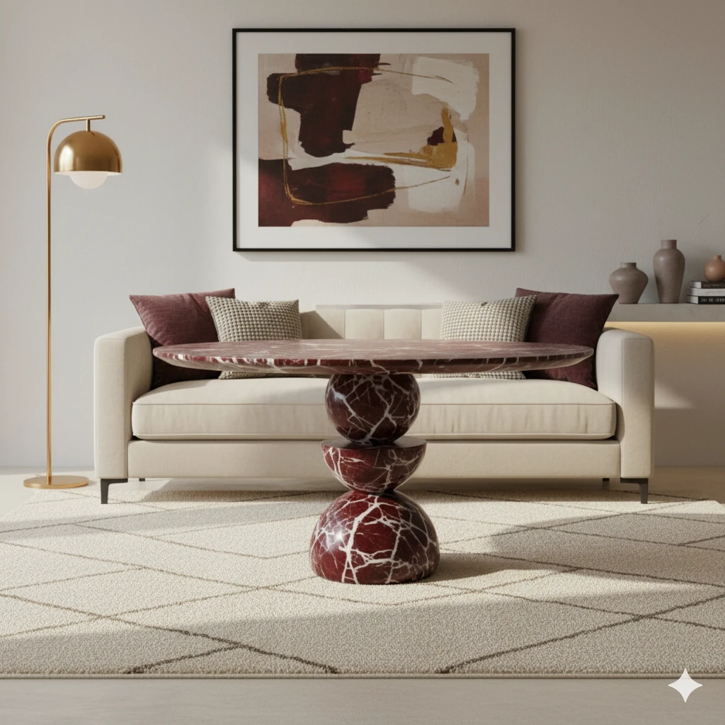 Table d’Appoint « Lunaris » en Marbre Calacatta Viola