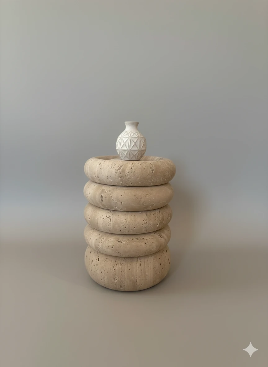 Stèle Orbit en Travertin Naturel