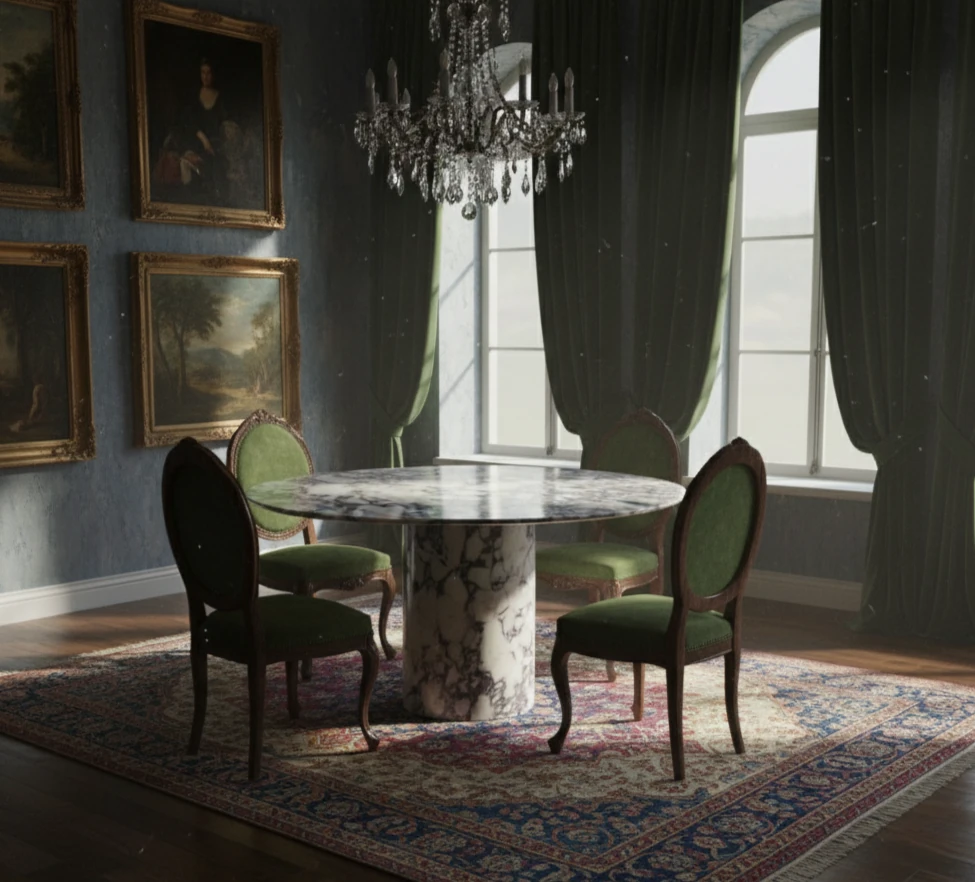 Table de Repas « Artemis » en Marbre Calacatta Viola