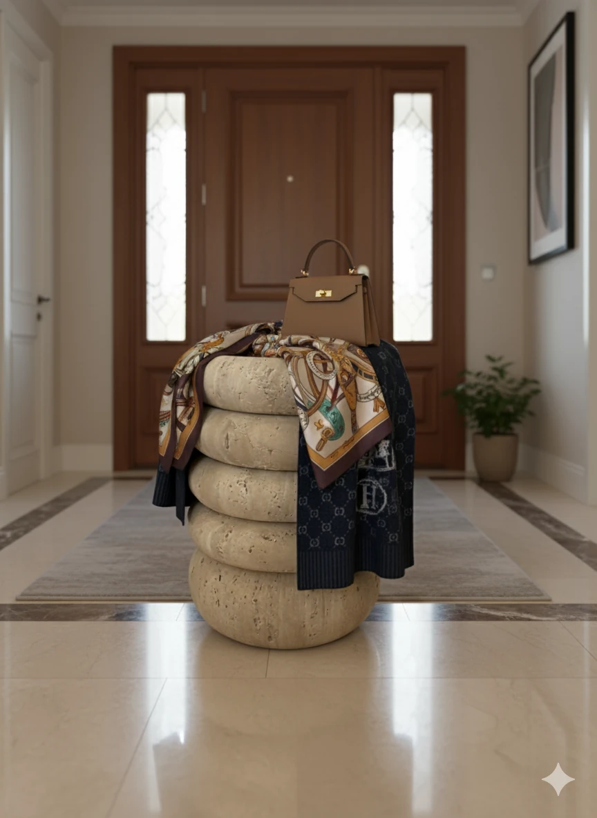 Stèle Orbit en Travertin Naturel