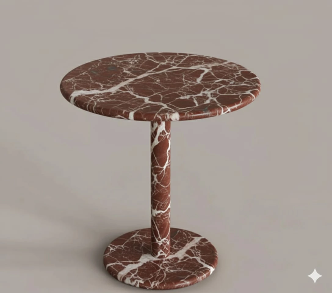 Table d’Appoint « Armonia » en Marbre Rosso Levanto
