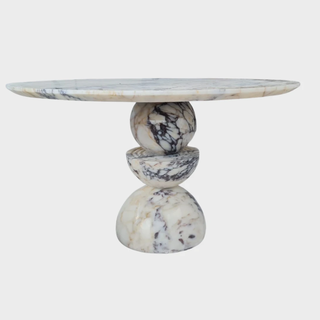 Table d’Appoint « Lunaris » en Marbre Calacatta Viola