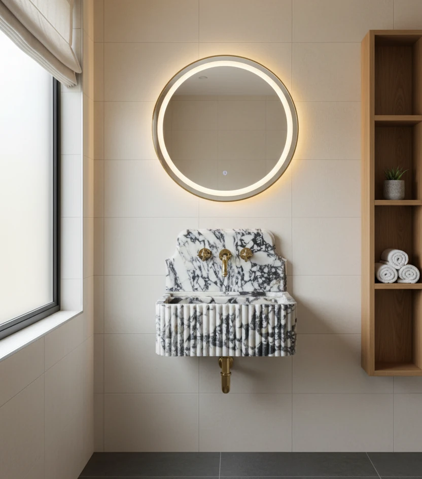 Vasque Murale Auris en Marbre Calacatta Viola