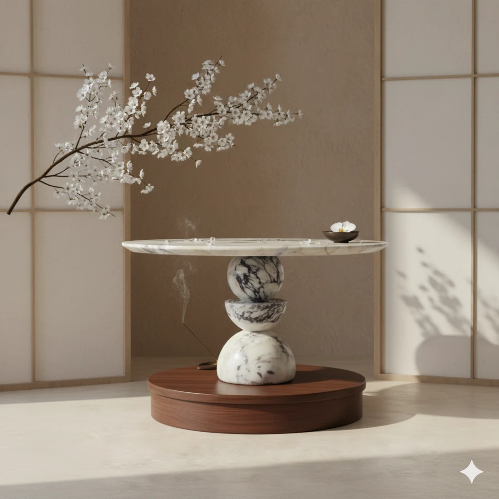 Table d’Appoint « Lunaris » en Marbre Calacatta Viola