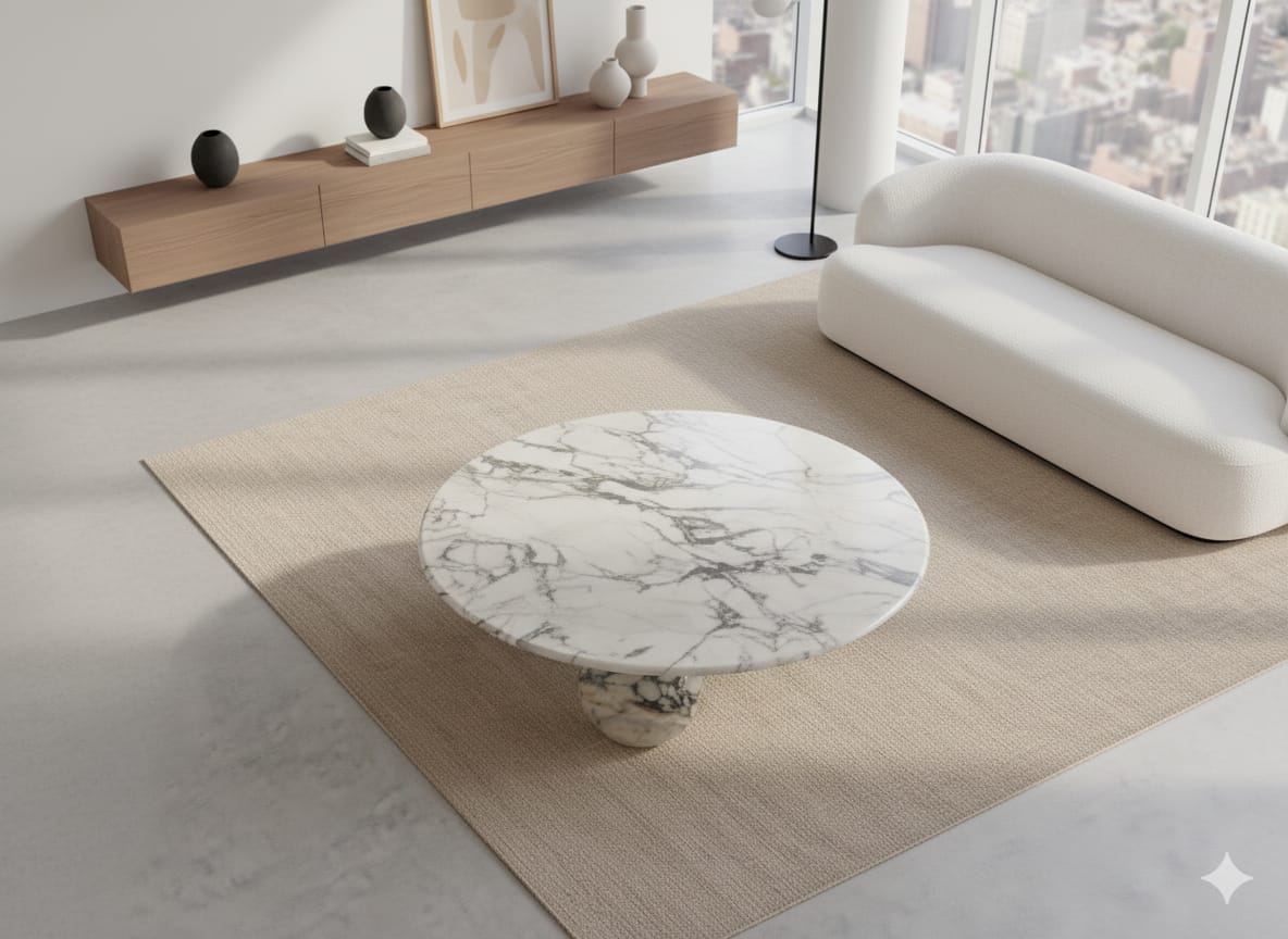 Table basses en Calacatta Viola