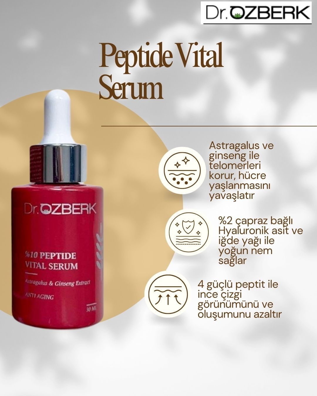 %10  Peptide Vital Serum Astragalus & Ginseng Extract 30 mL 