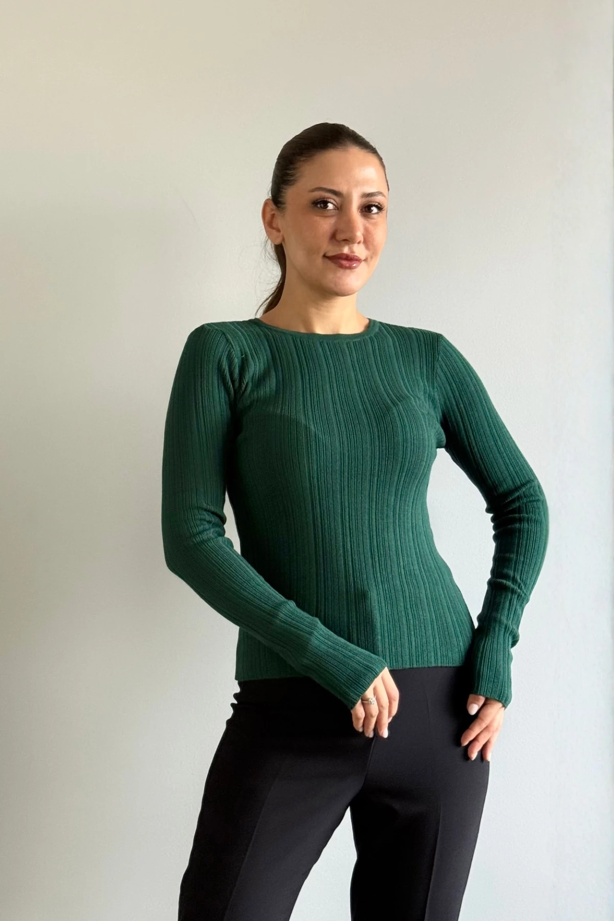 BİSİKLET YAKA FİTİLLİ KAZAK