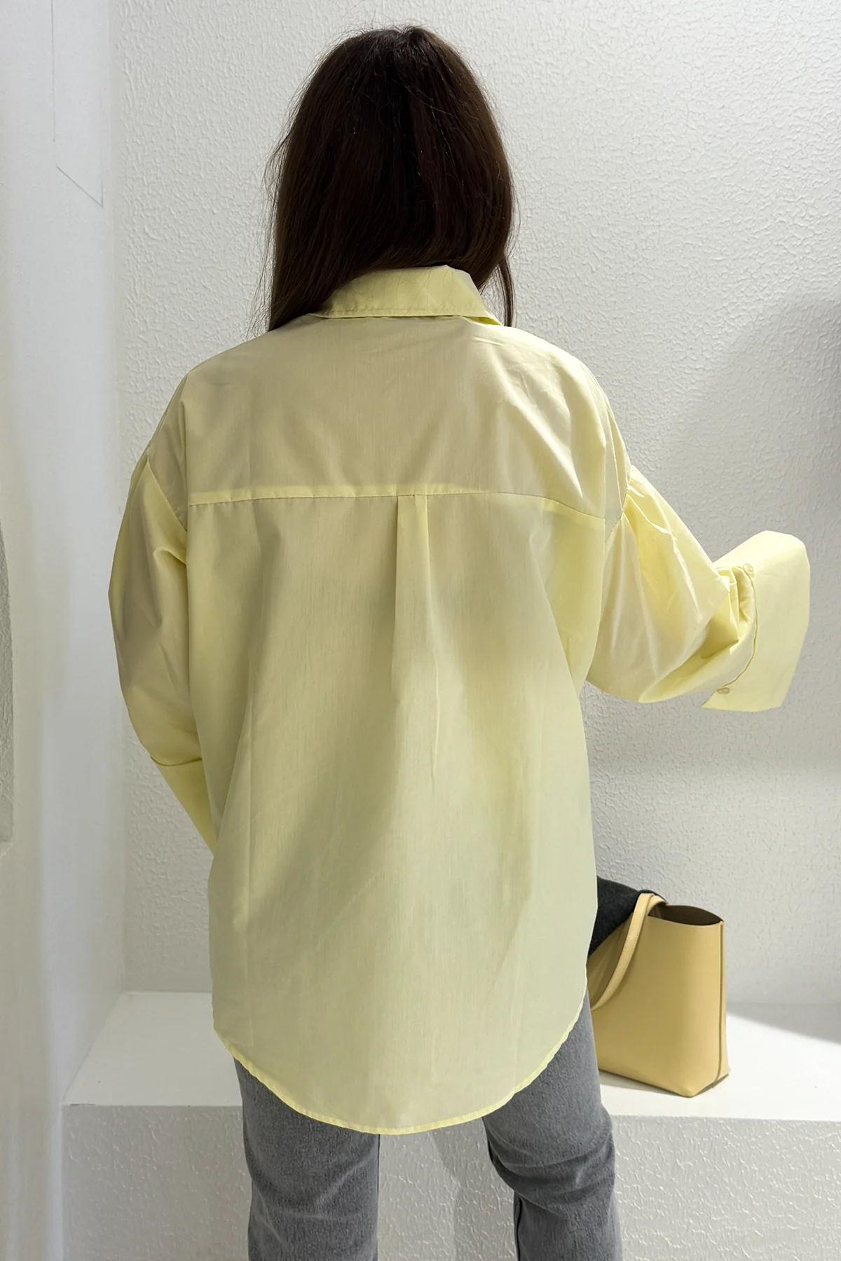 GENİŞ KOL OVERSİZE GÖMLEK - Sarı