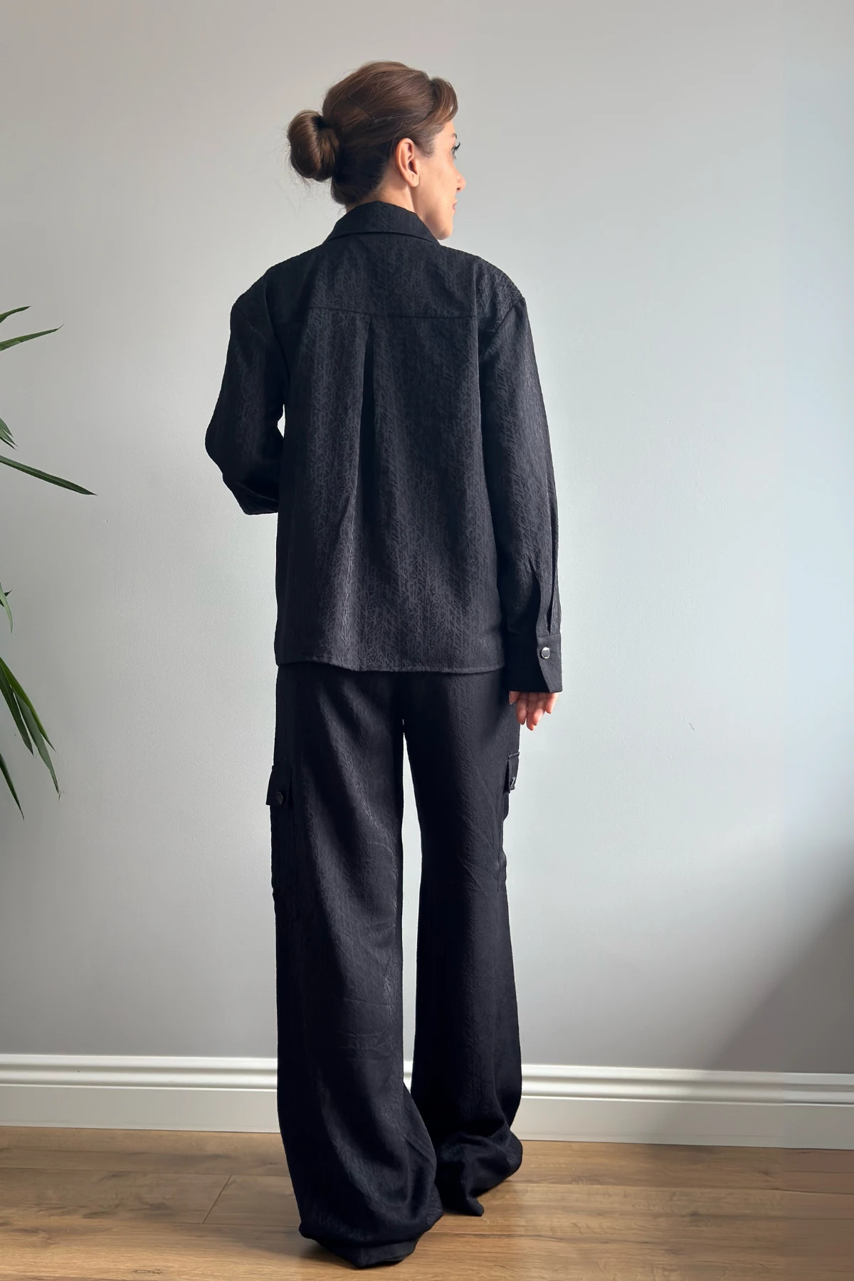 DESENLİ FERMUARLI SATEN GÖMLEK