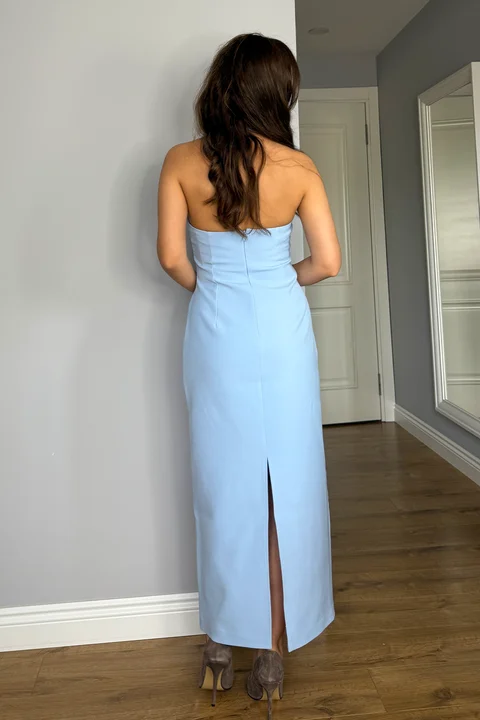 BOYUNDAN BAĞLAMALI MİDİ ELBİSE