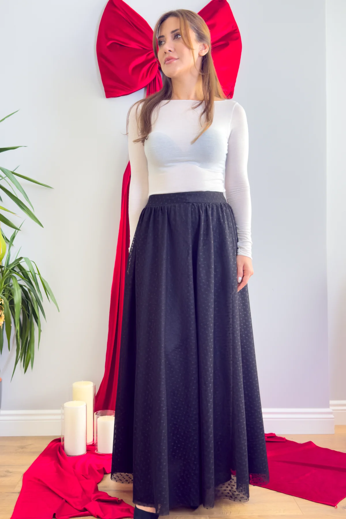 Puantiyeli Tütülü Etek