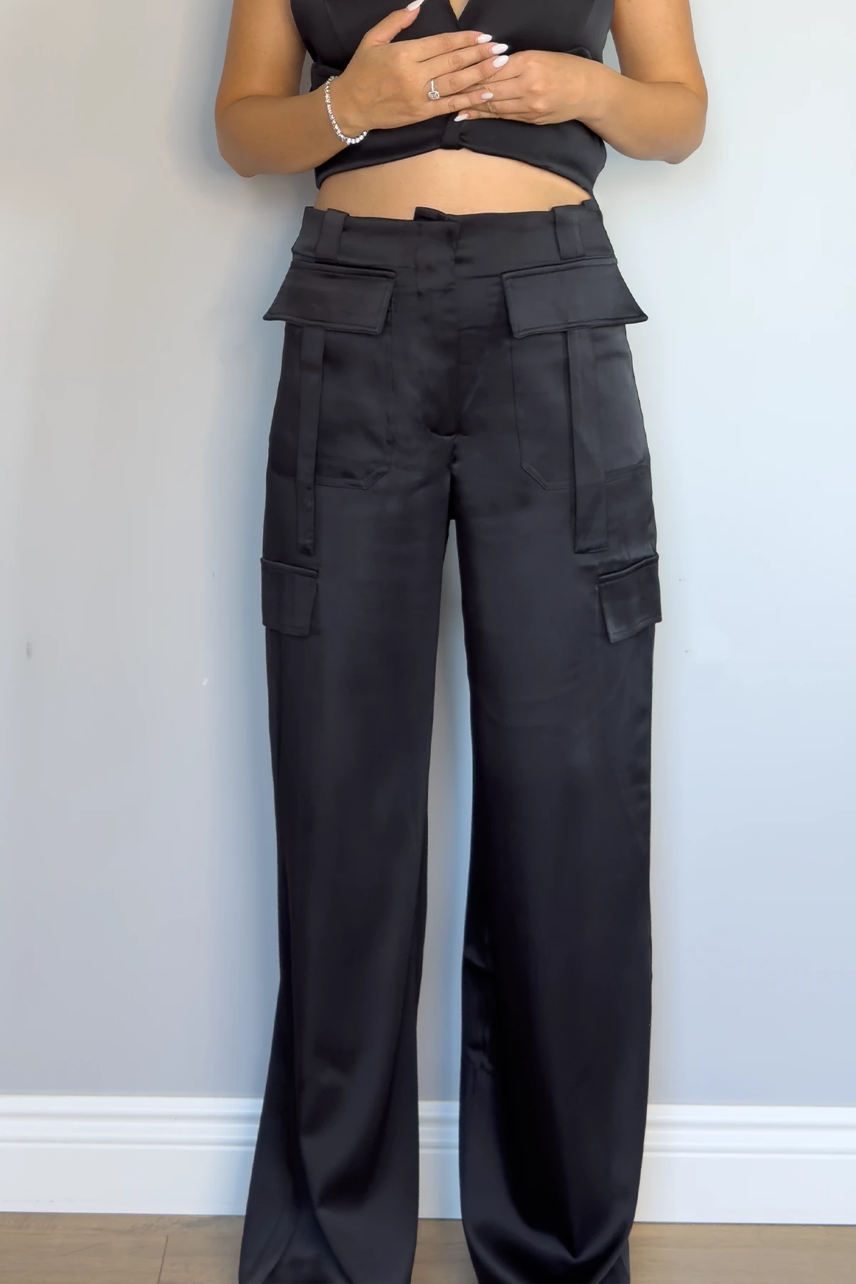 İPLİ SATEN KARGO PANTOLON