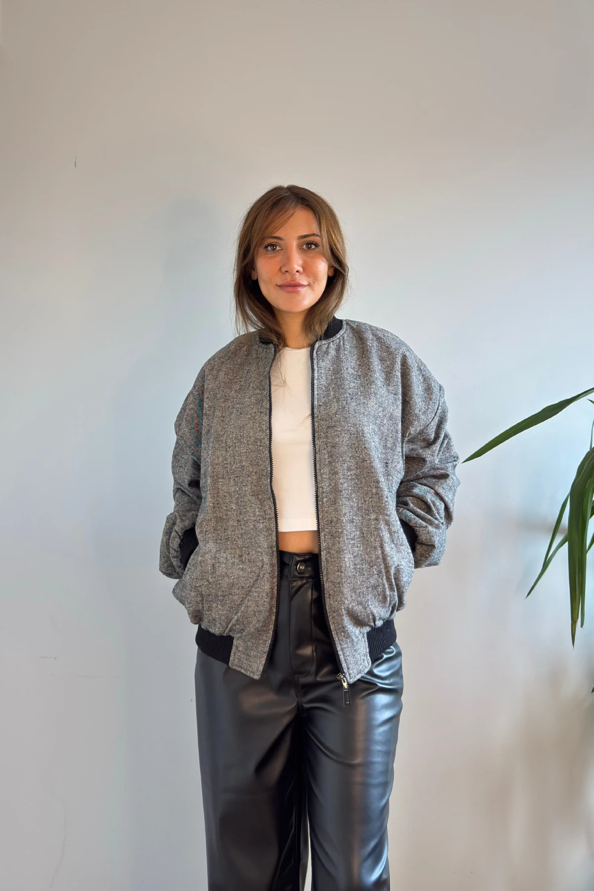 FERMUARLI KAŞE BOMBER CEKET