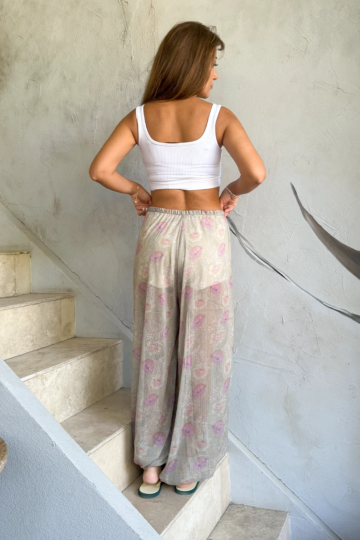 ÇİÇEK DESENLİ ŞALVAR PANTOLON