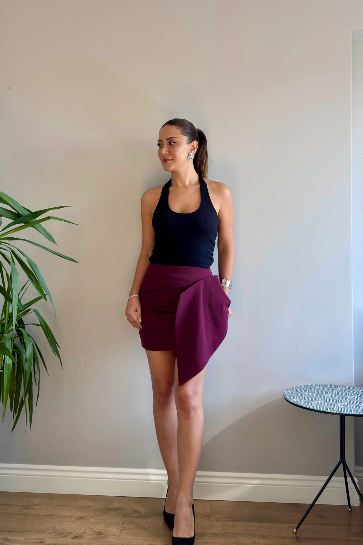 DRAPE DETAYLI MİNİ ETEK