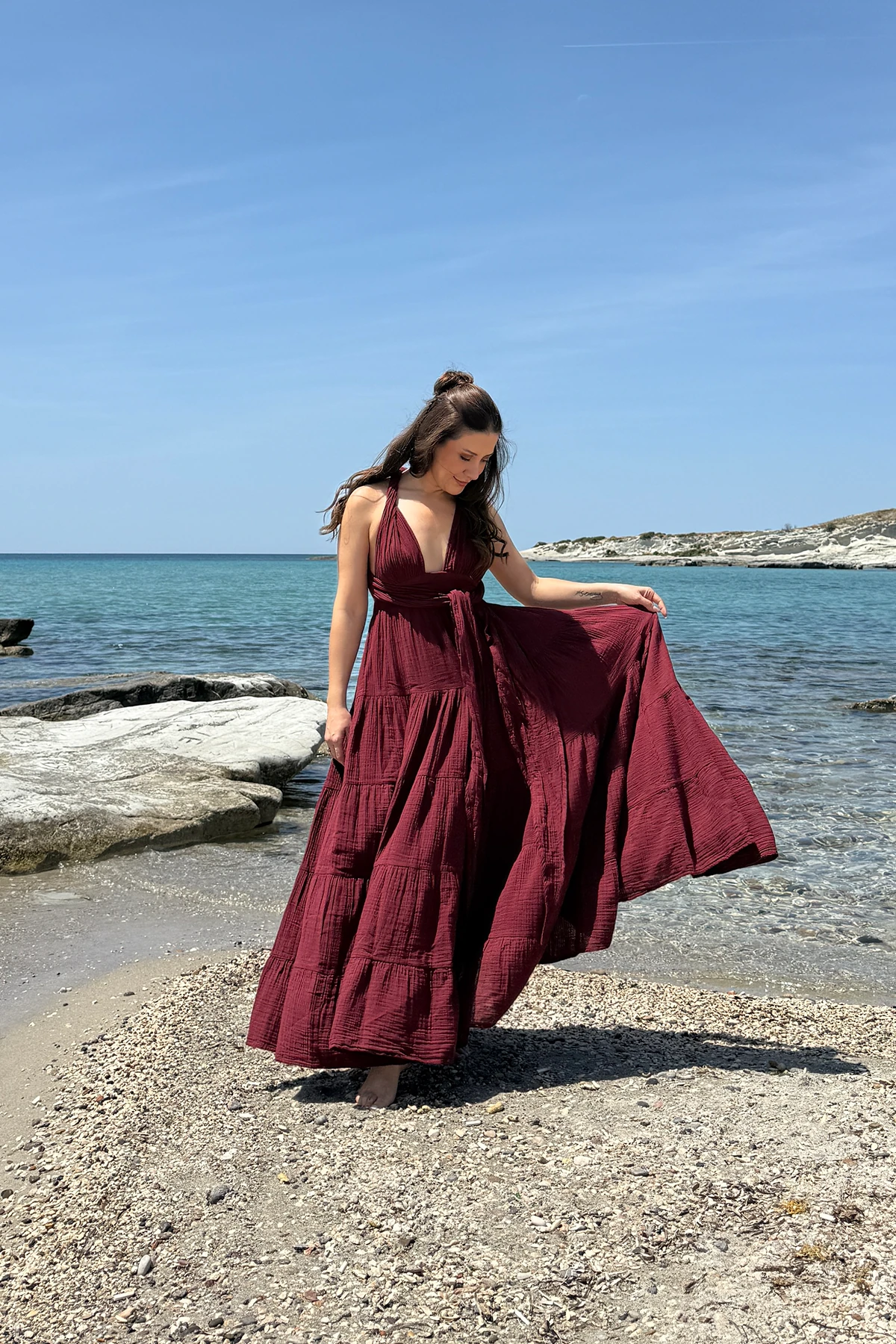 RUBY WİNE MÜSLİN ELBİSE
