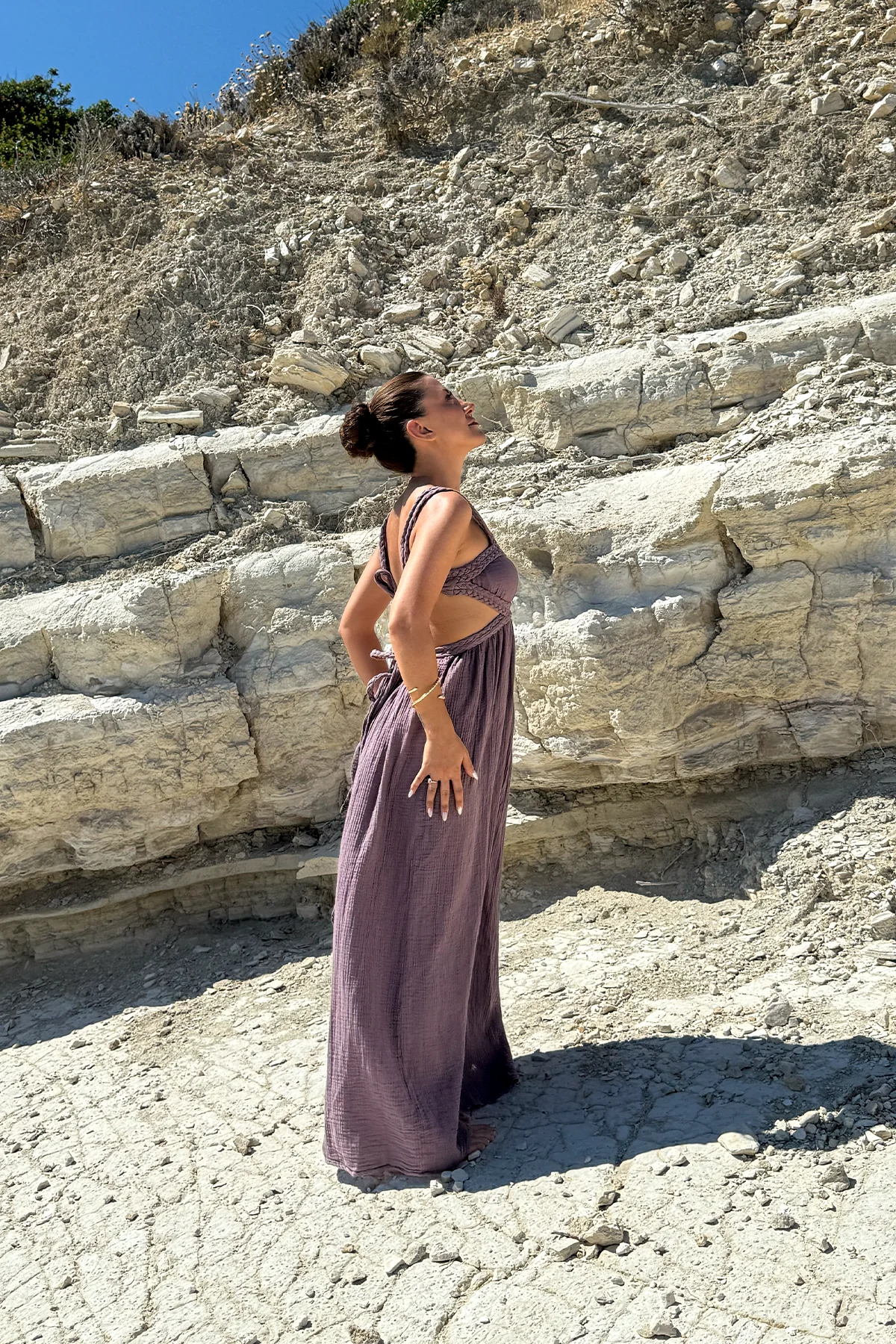 ÖRGÜ ASKILI MÜSLİN ELBİSE