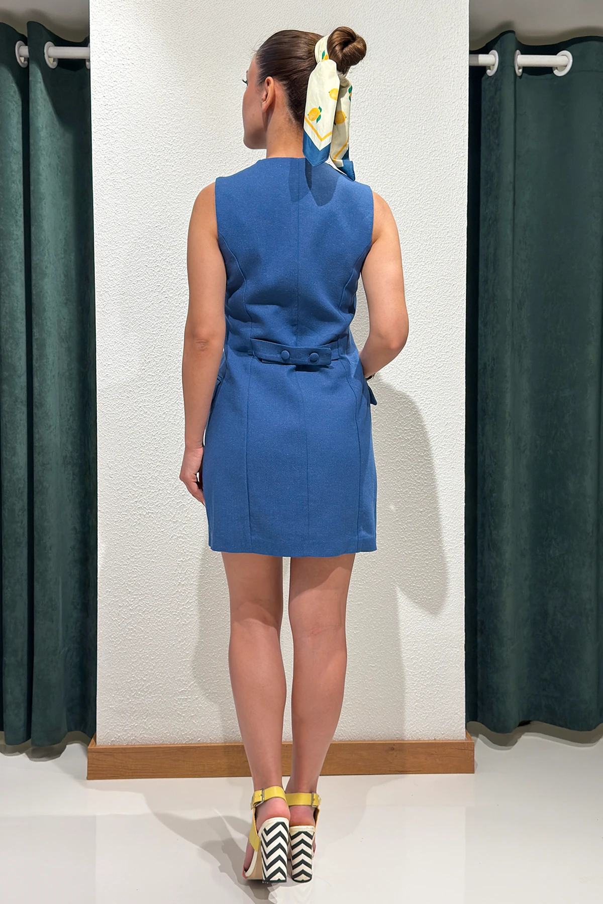 KAPAK CEPLİ MİNİ ELBİSE