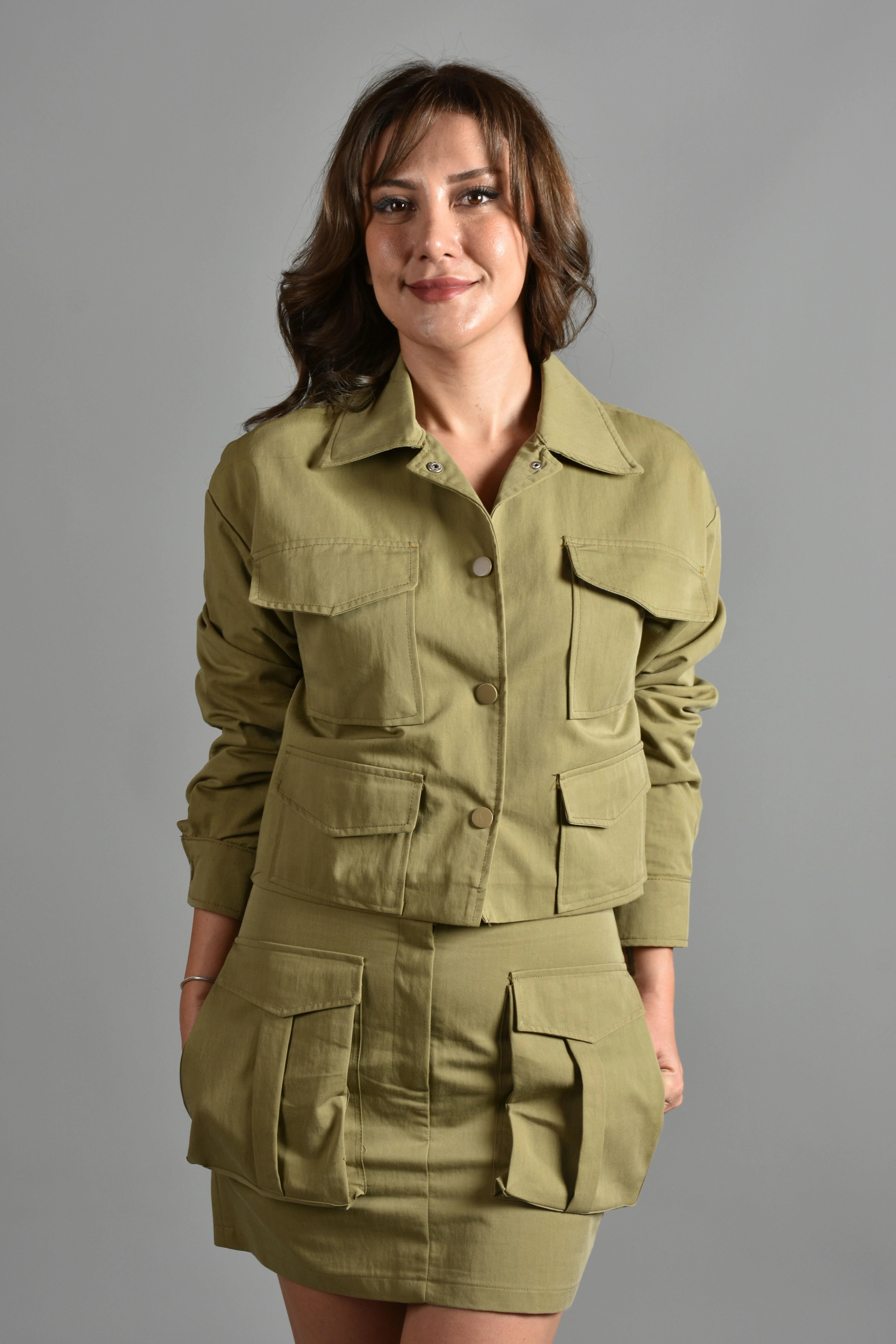 Cepli Etek Ceket Takım - Yeşil