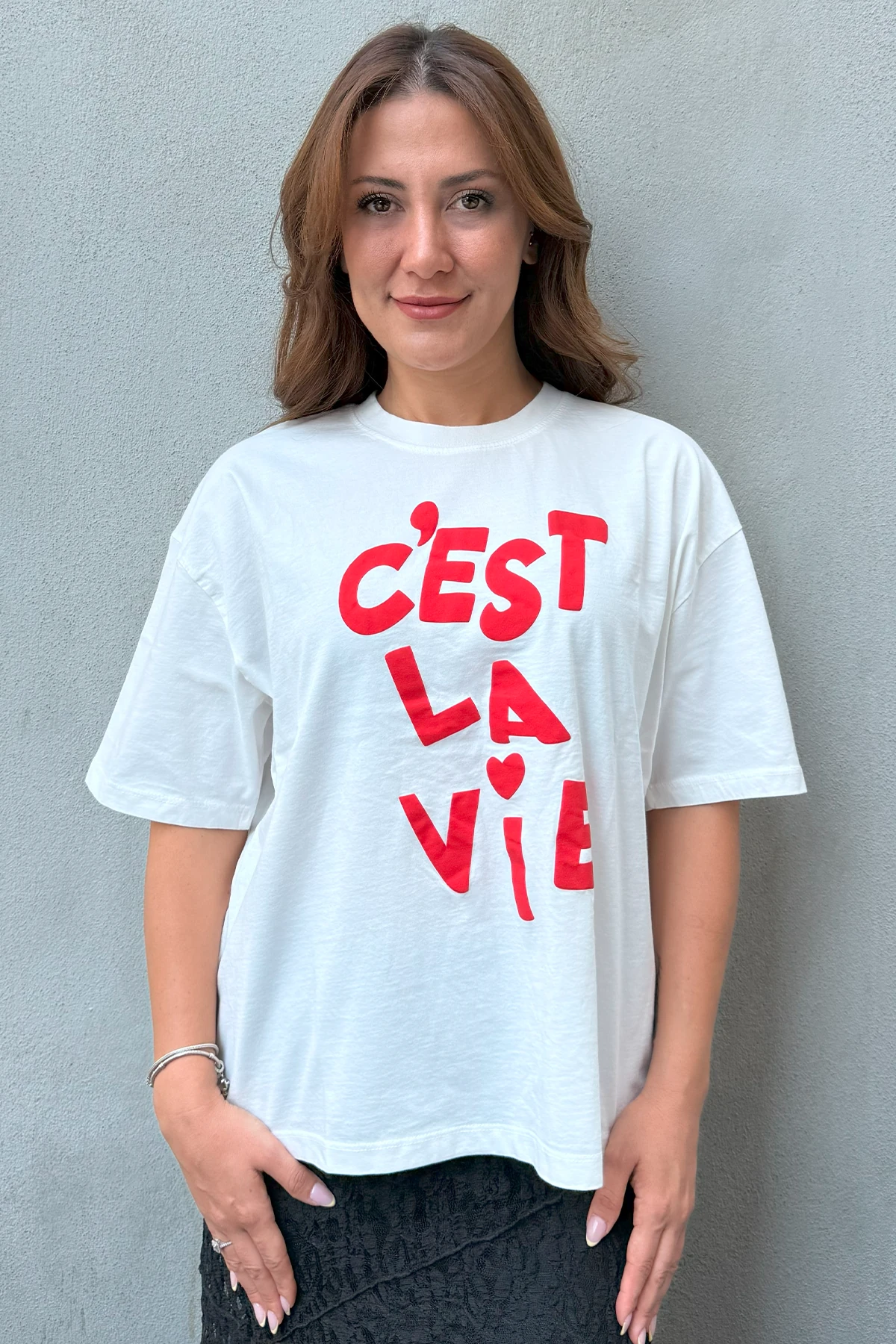 CEST LAVİE BASKILI T-SHIRT