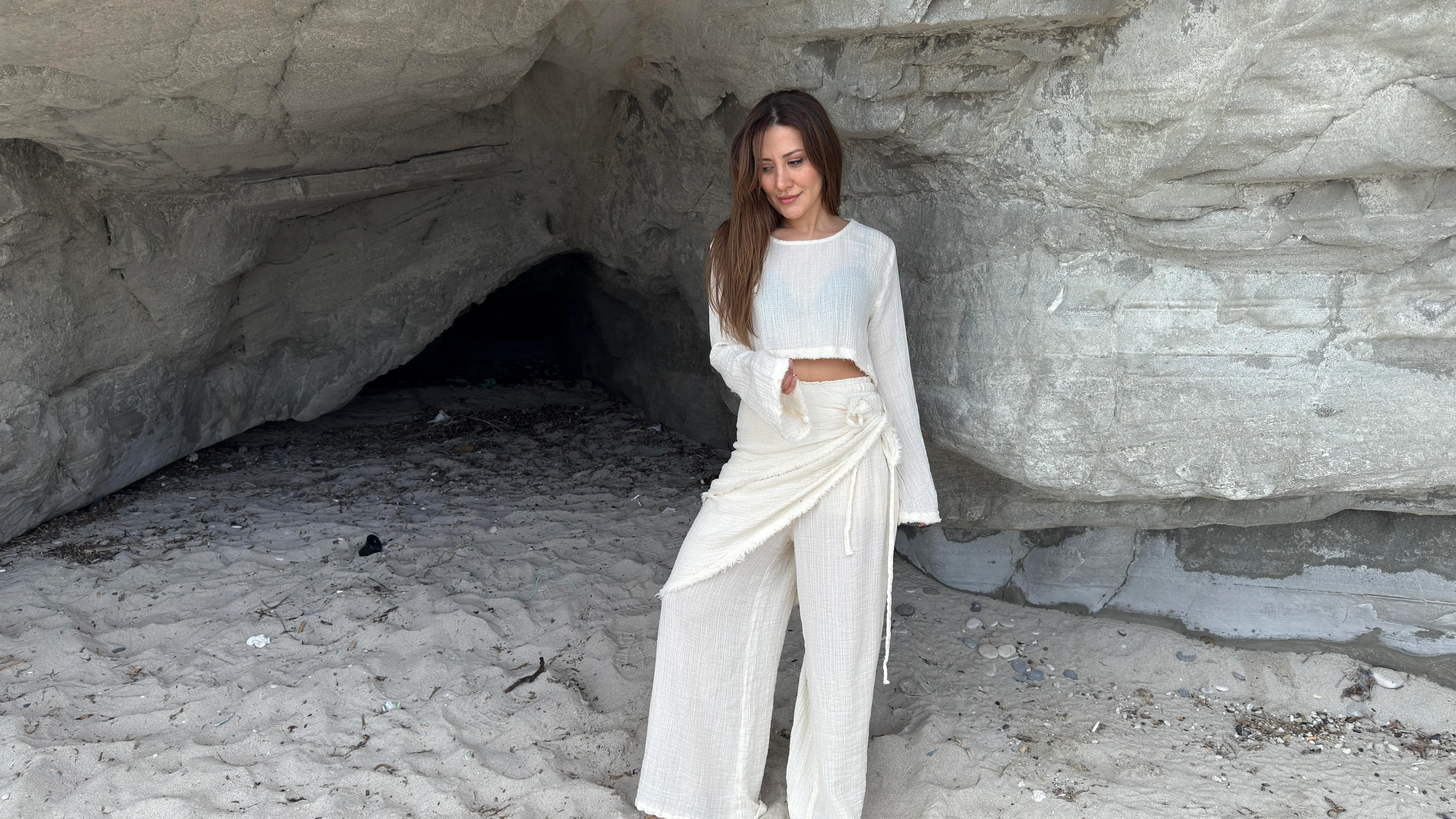 MUSLİN UZUN KOLLU CROP