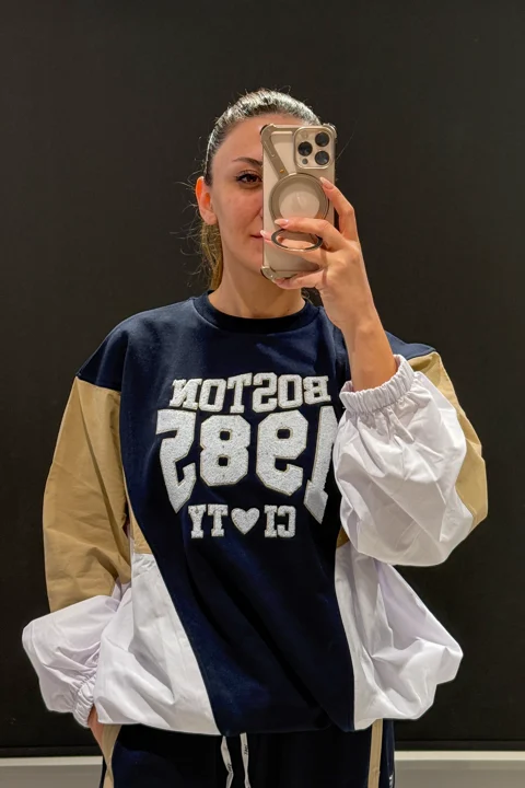 RENK BLOKLU PARAŞÜT KUMAŞ SWEAT