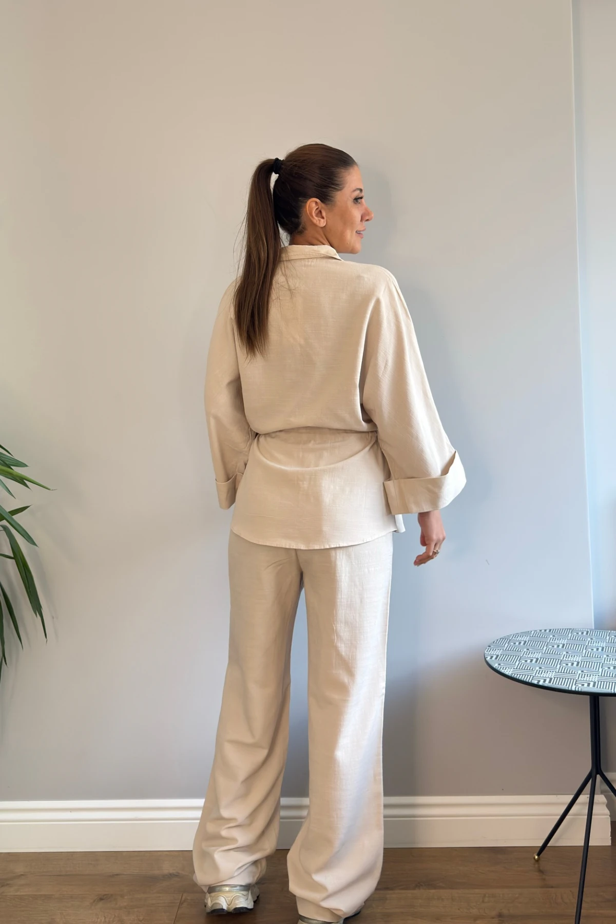 KETEN KARIŞIMLI DÜZ KESİM PANTOLON