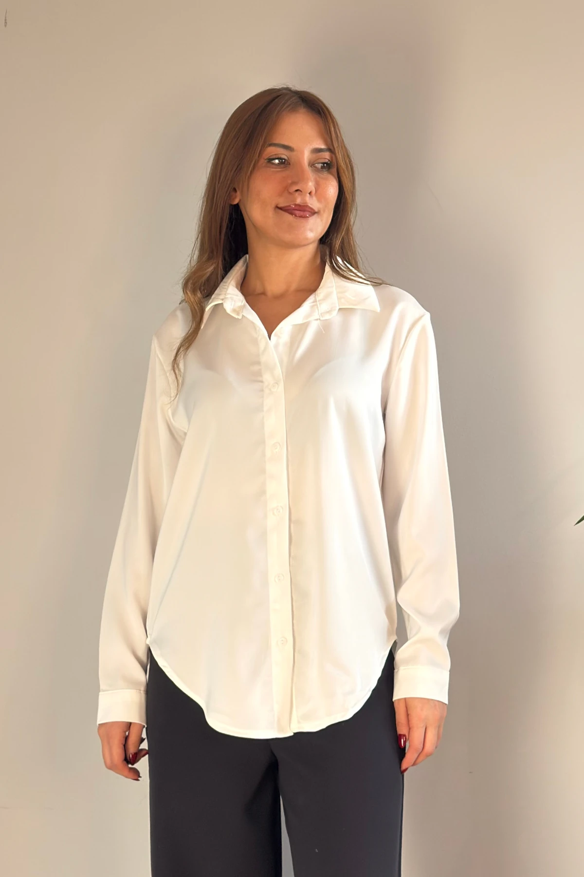 Saten Gömlek - Beyaz