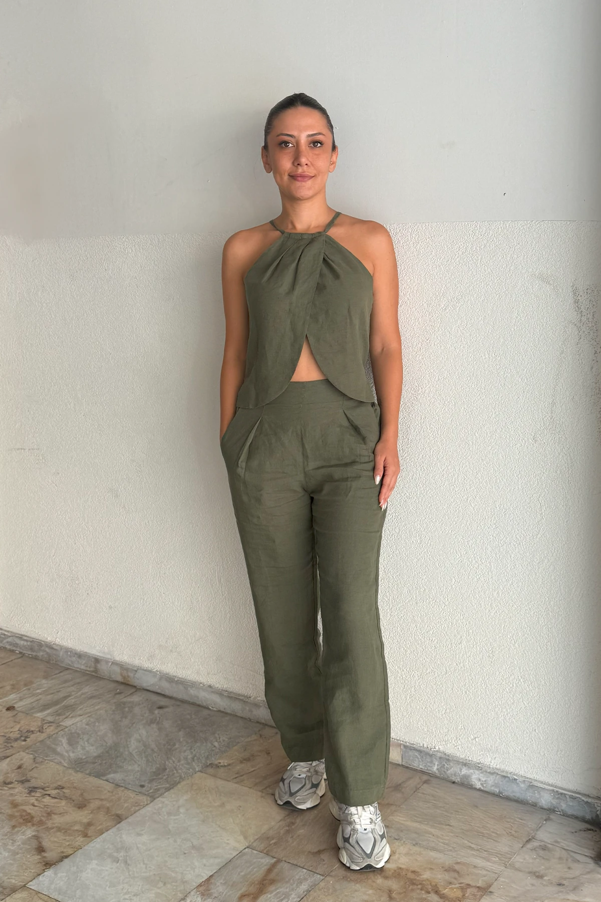 KETEN DAR PAÇA PANTALON - Yeşil