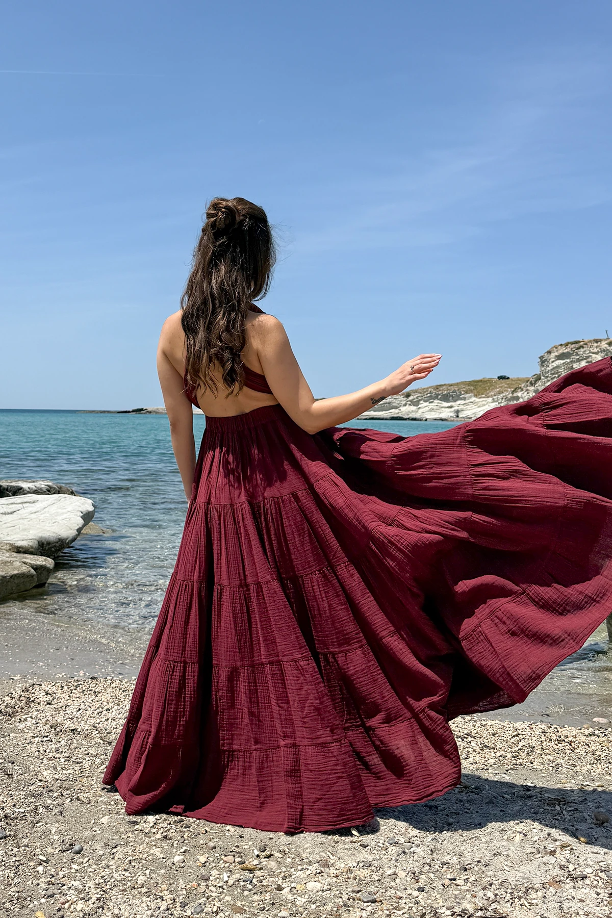 RUBY WİNE MÜSLİN ELBİSE