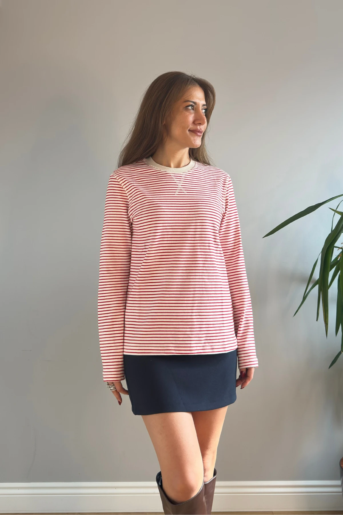 YATAY ÇİZGİLİ BASİC - Kırmızı