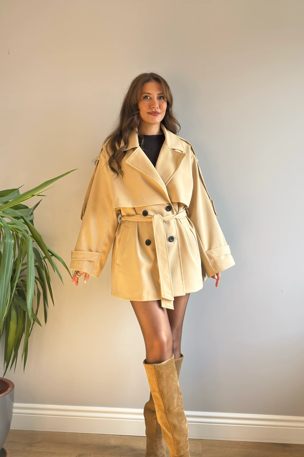 KUŞAKLI OVERSİZE TRENÇKOT