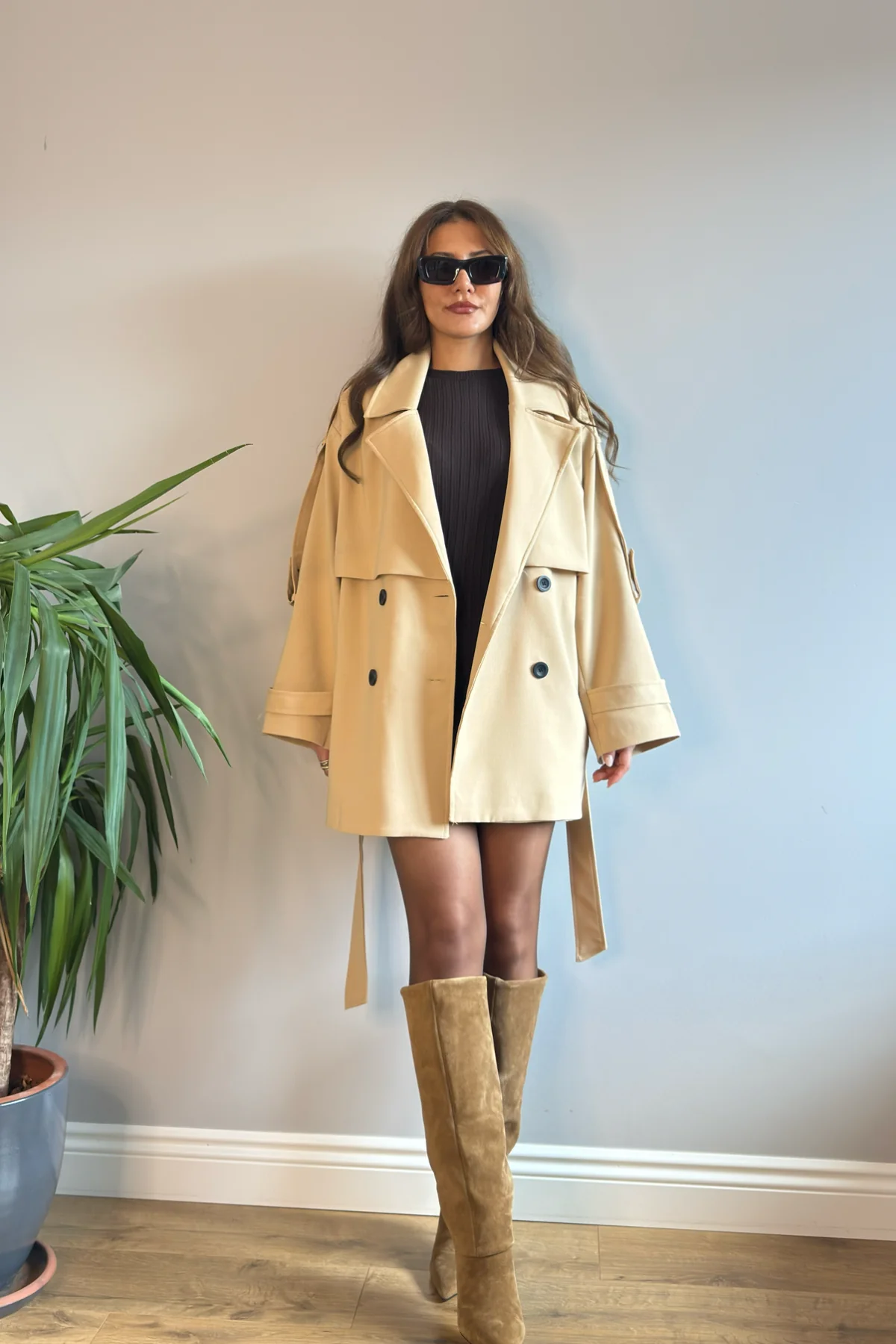 KUŞAKLI OVERSİZE TRENÇKOT