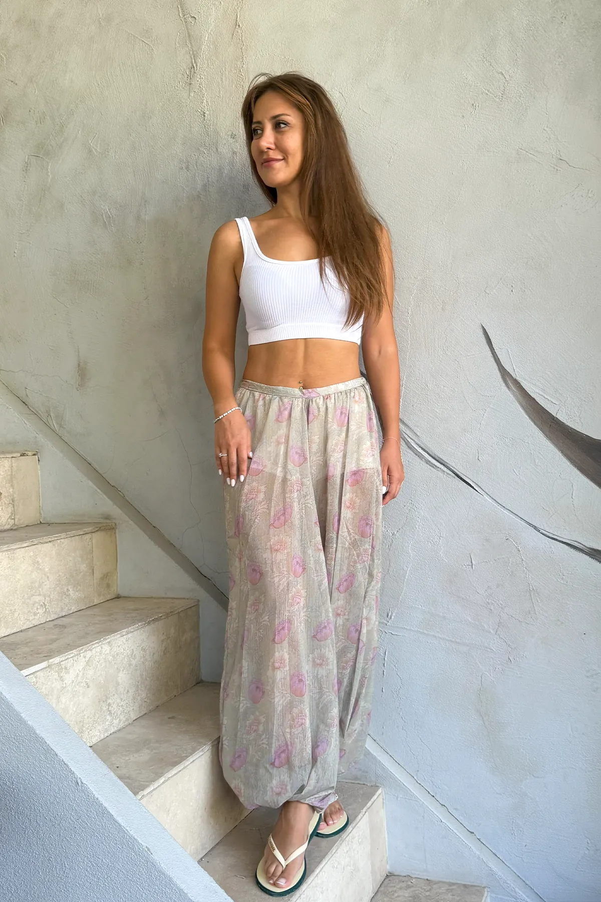 ÇİÇEK DESENLİ ŞALVAR PANTOLON