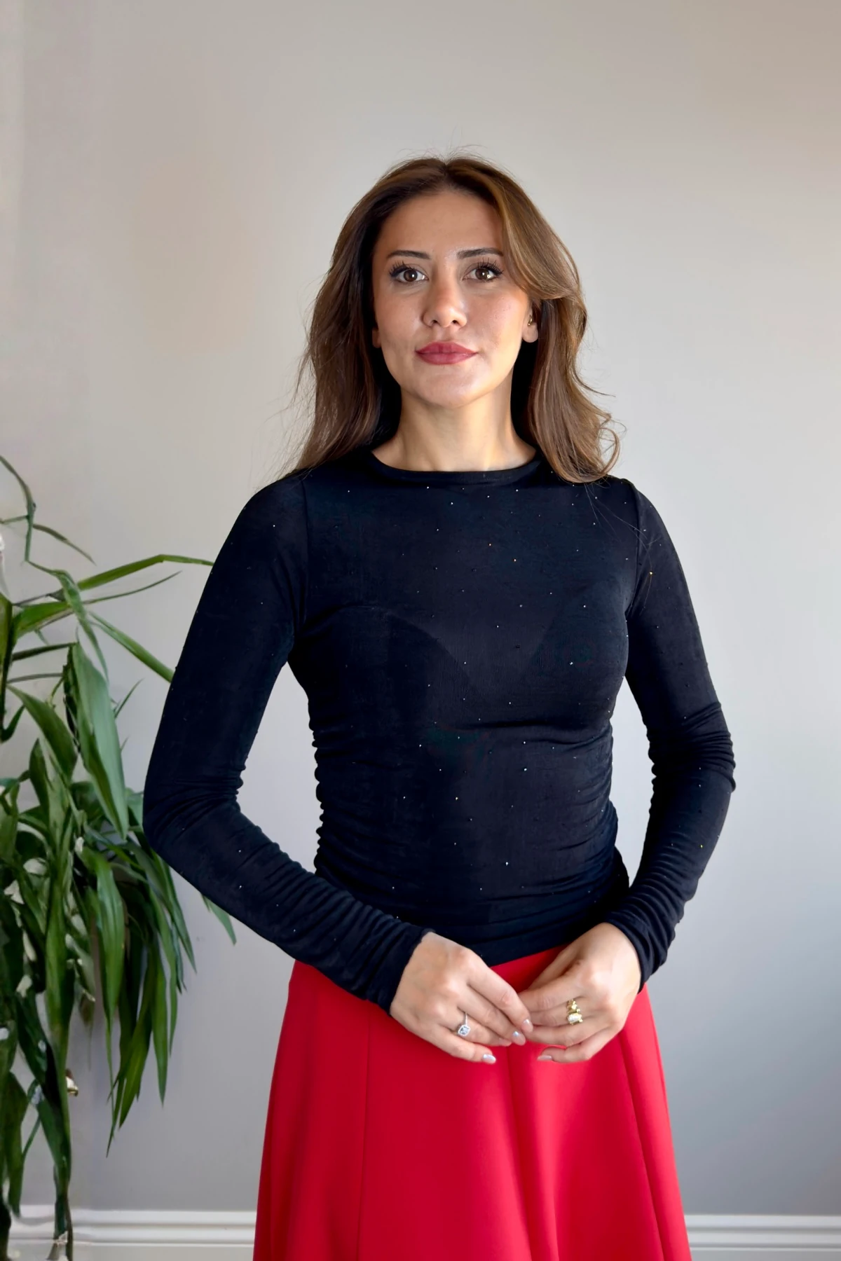 Transparan Taşlı Bluz