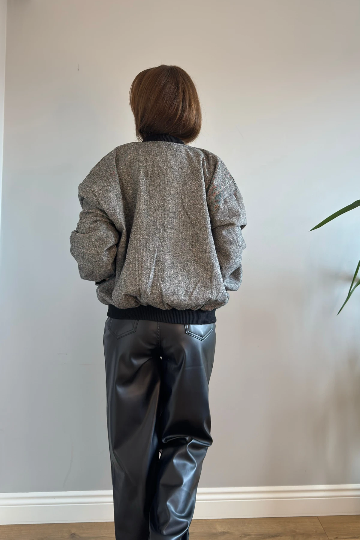 FERMUARLI KAŞE BOMBER CEKET - Gri