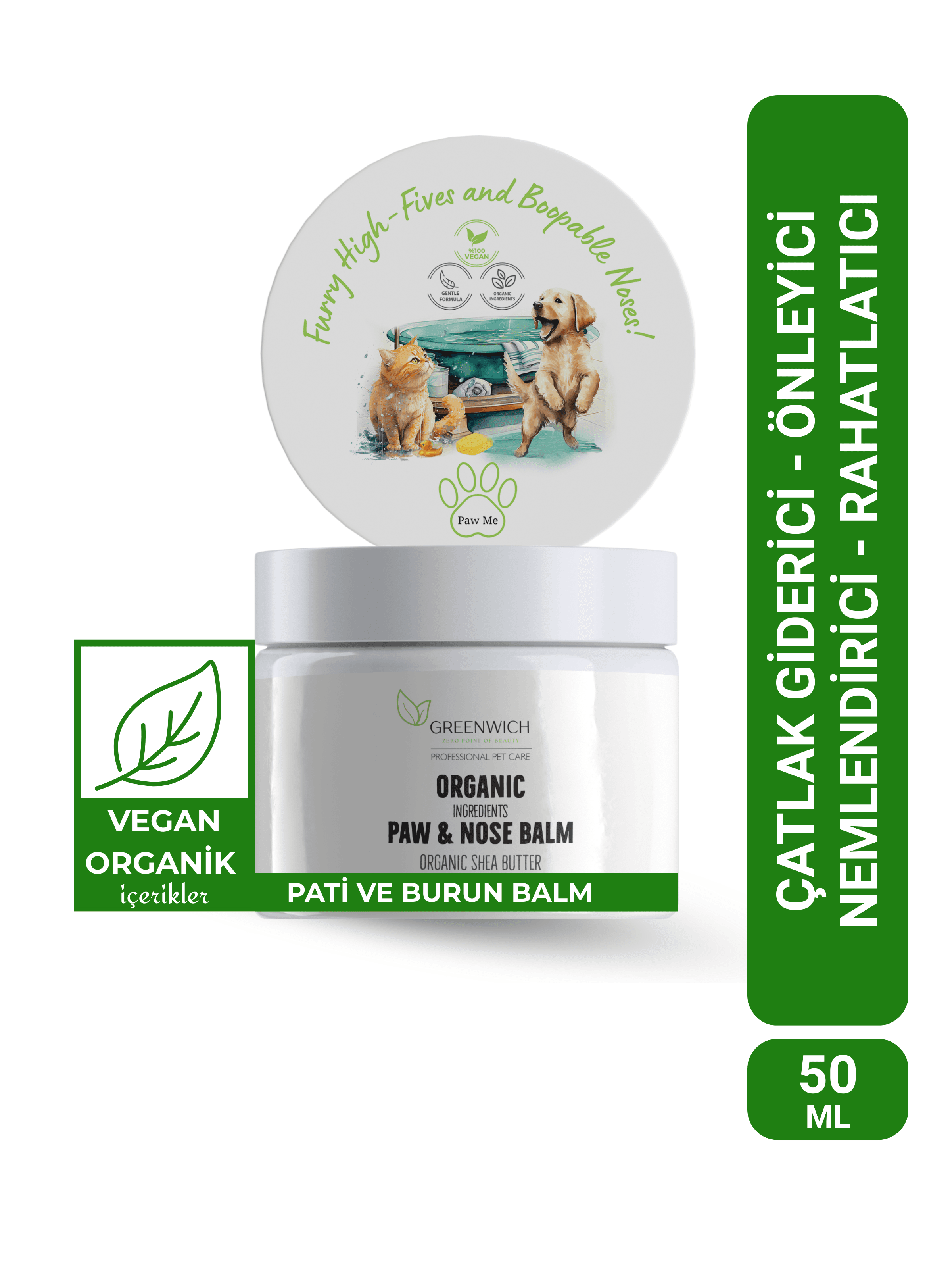 Pati Burun Balm | 50 ml | Nemlendirici Çatlak Giderici Krem | Doğal Organik Içerik | Kedi Köpek
