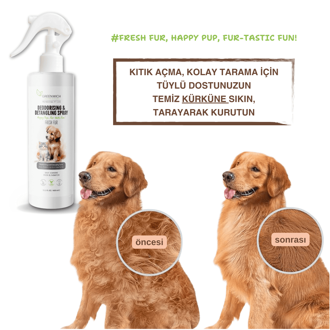 Kıtık Açıcı Koku Giderici Kolay Tarama Spreyi Vegan Kedi Köpek Uzun Kısa Parlak Tüyler 400 Ml*2