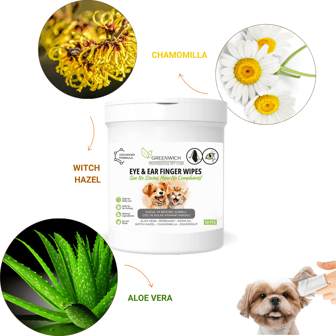 Göz Kulak Mendili | 50 Adet | Giderici Kir Temizleme | Kedi Köpek | Nano Gümüş Içermez