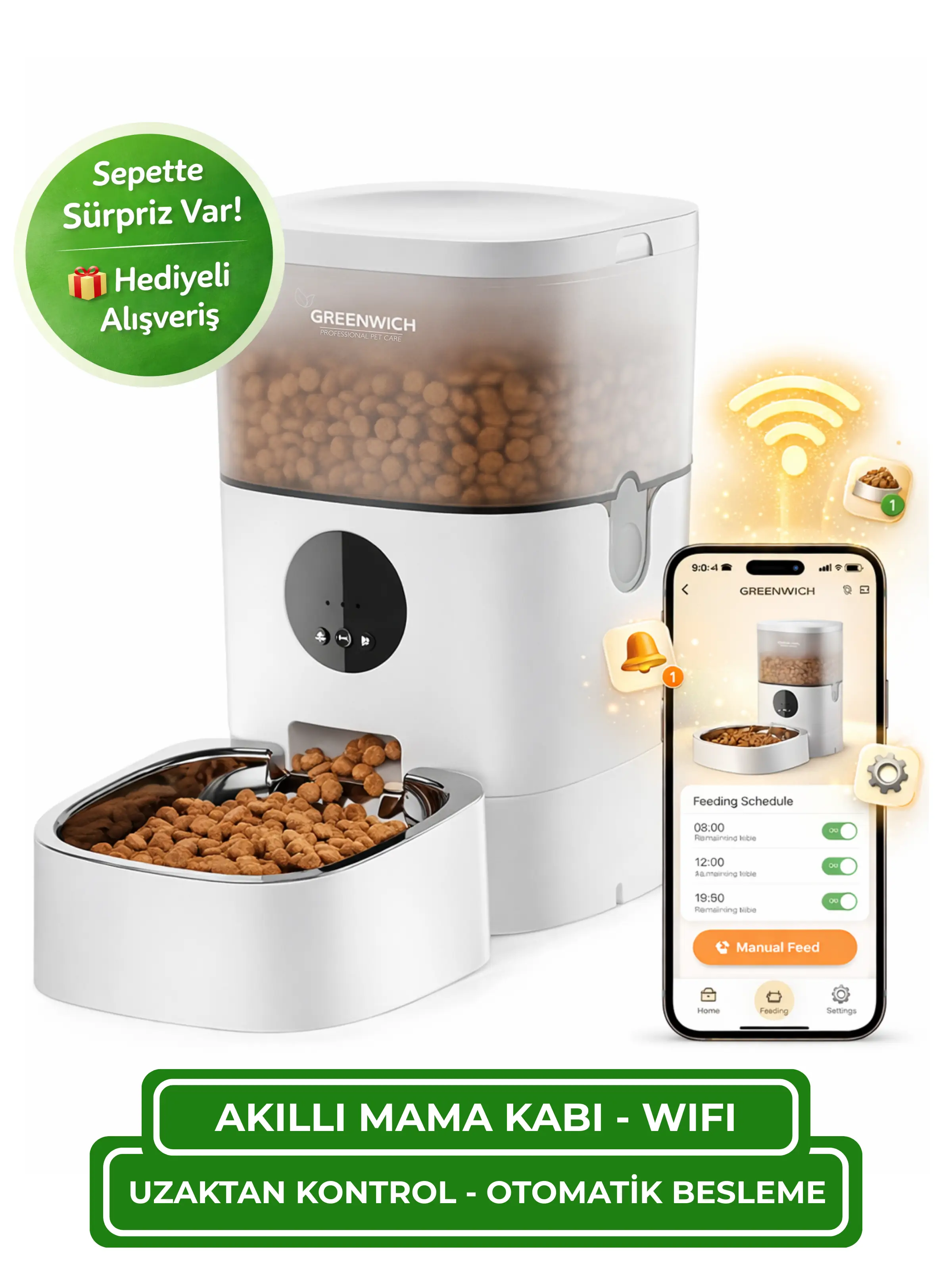 Otomatik Mama Kabı | 4 L | WIFI | Akıllı | Kedi Köpek