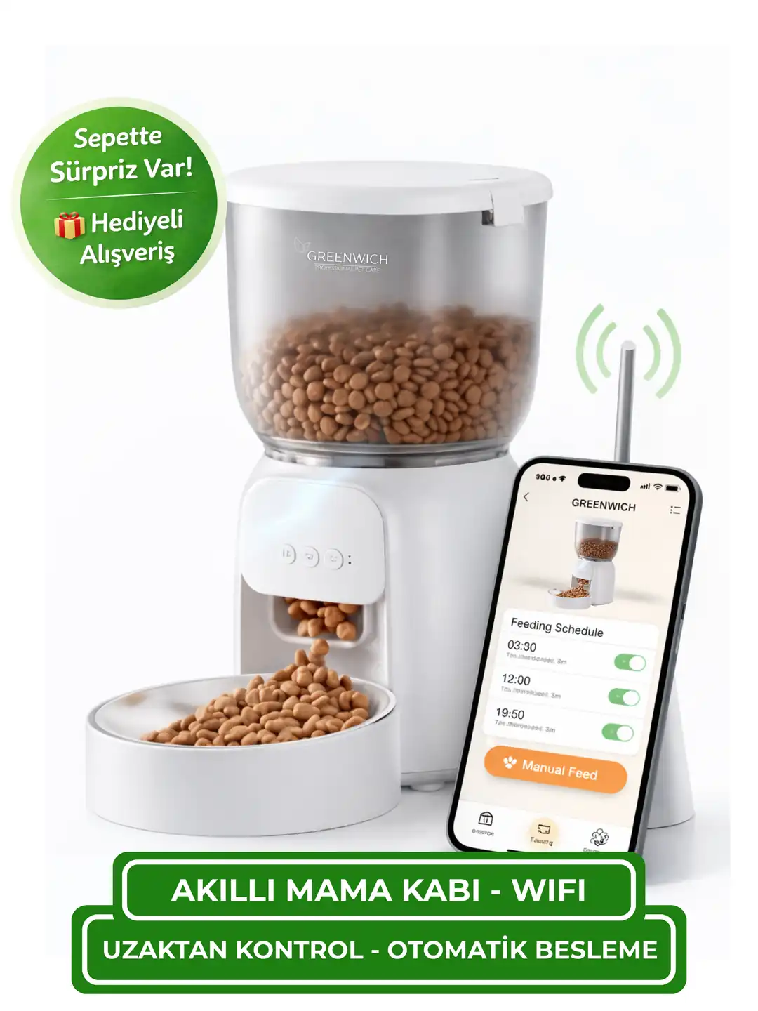 AMATERASU kakyo connect トリートメント 600g Otomatik Mama Kabı | 4 L | WIFI | Akıllı | Kedi Köpek