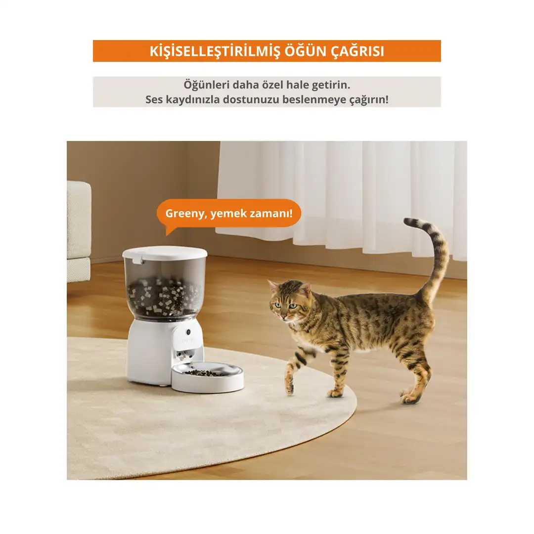 Otomatik Mama Kabı | 4 L | Kameralı | 720P HD | Akıllı | Kedi Köpek